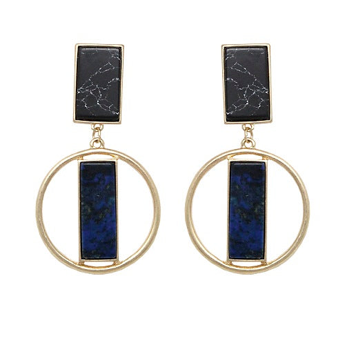 Semi precious stone earring - blue