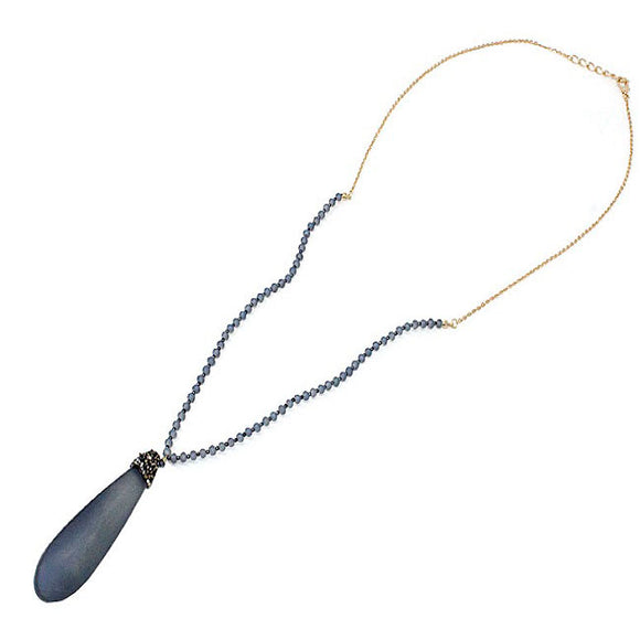 Semi precious pendant necklace set - blue
