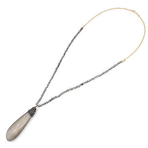 Semi precious pendant necklace set - gray