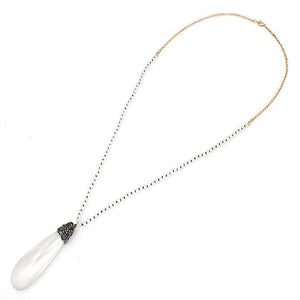 Semi precious pendant necklace set - white