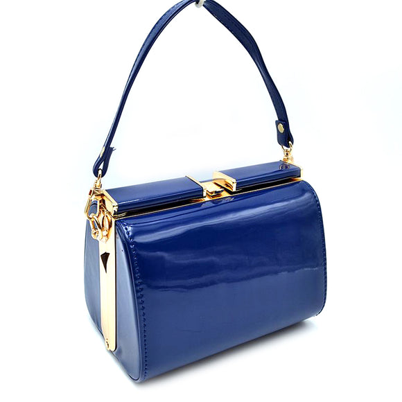 Glossy leather sholder bag - blue