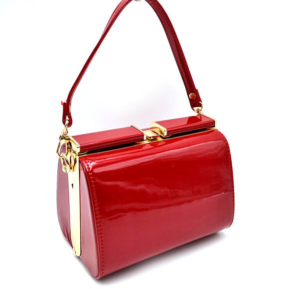 Glossy leather sholder bag - red