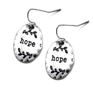 Disc Hope engraved earring - Silver