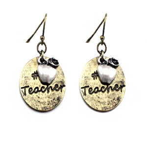 #1 teacher earring - gold