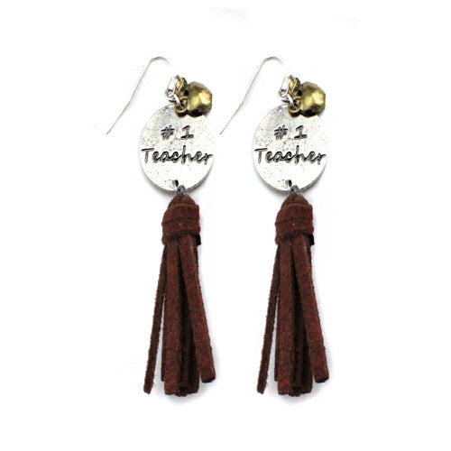 #1 teacher w/ tassel earring