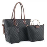 Quilting texture tote set - black/light coffee