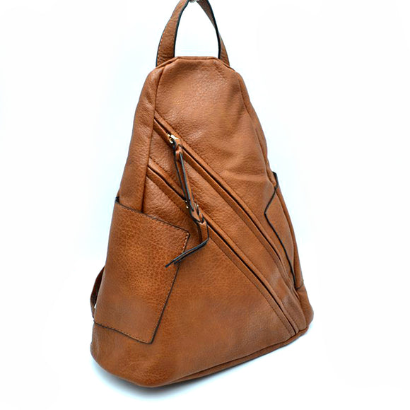 Double zipper bacpack - brown