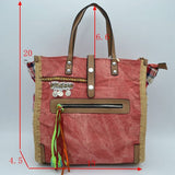 Washed canvas fashion tote - off white