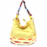 Quilted fabric & chain handle bucket bag - beige