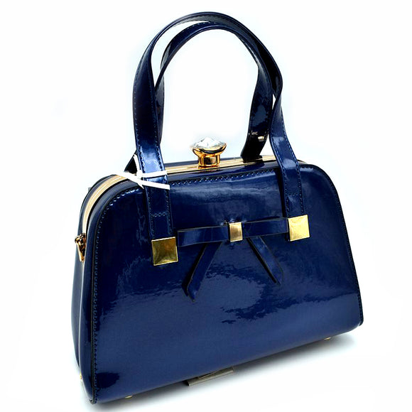 Crystal top glossy tote - blue