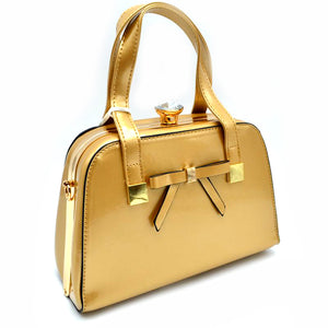 Crystal top glossy tote - gold