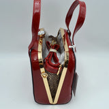 Crystal top glossy tote - red