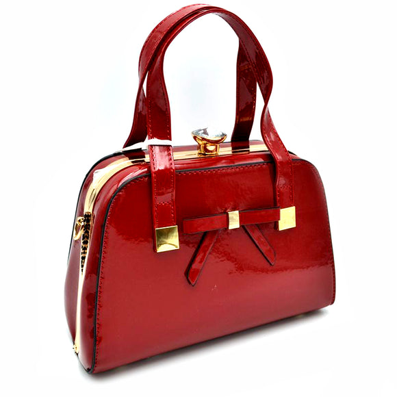 Crystal top glossy tote - red
