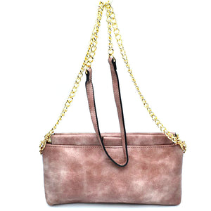 Washed pattern chain crossbody bag - dark pink