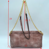 Washed pattern chain crossbody bag - brown