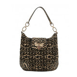 Weaving pattern hobo bag - tan leopard