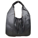 Tassel hobo bag with pouch - black
