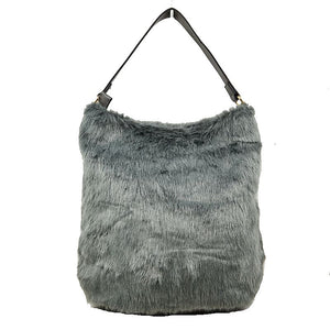 Fur hobo bag - dark grey