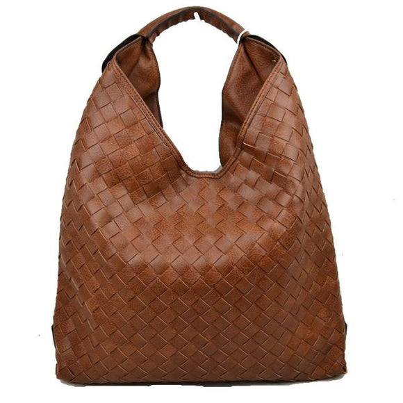 Weaving single handle hobo bag - brown