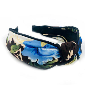 Fashion headband with floral print - blue