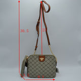 Queen bee monogram pattern chain crossbody bag with wallet - taupe