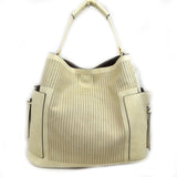 Laser cut single handle hobo bag - off white