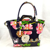 3 in 1 Floral & Pearl tote & Hard handle bag set - blush