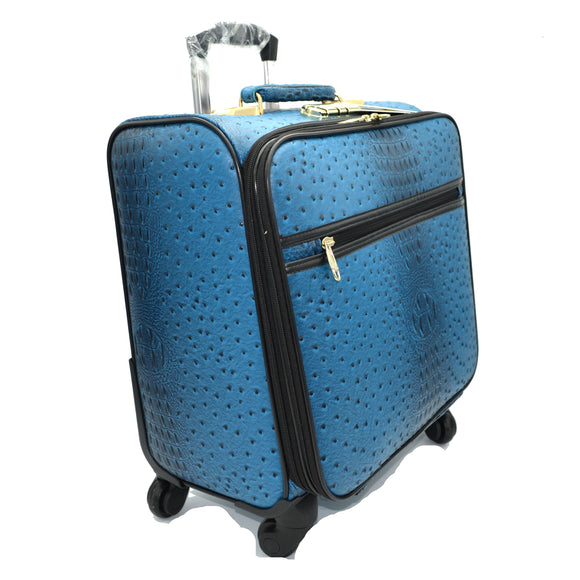 Crocodile embossed luggage - blue