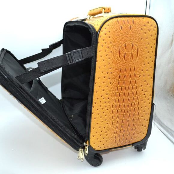 Crocodile embossed luggage - mustard