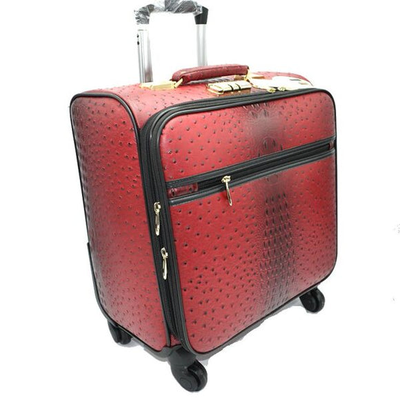 Crocodile embossed luggage - red