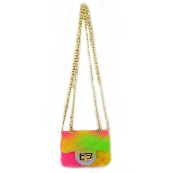 Quilted jelly chain crossbody bag - rainbow multi 3