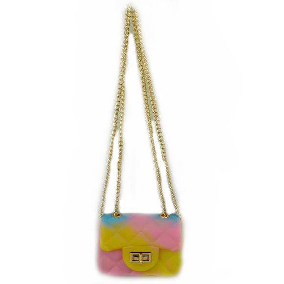 Quilted jelly chain crossbody bag - rainbow multi 5