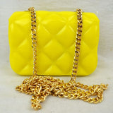 Quilted jelly chain crossbody bag - yellow