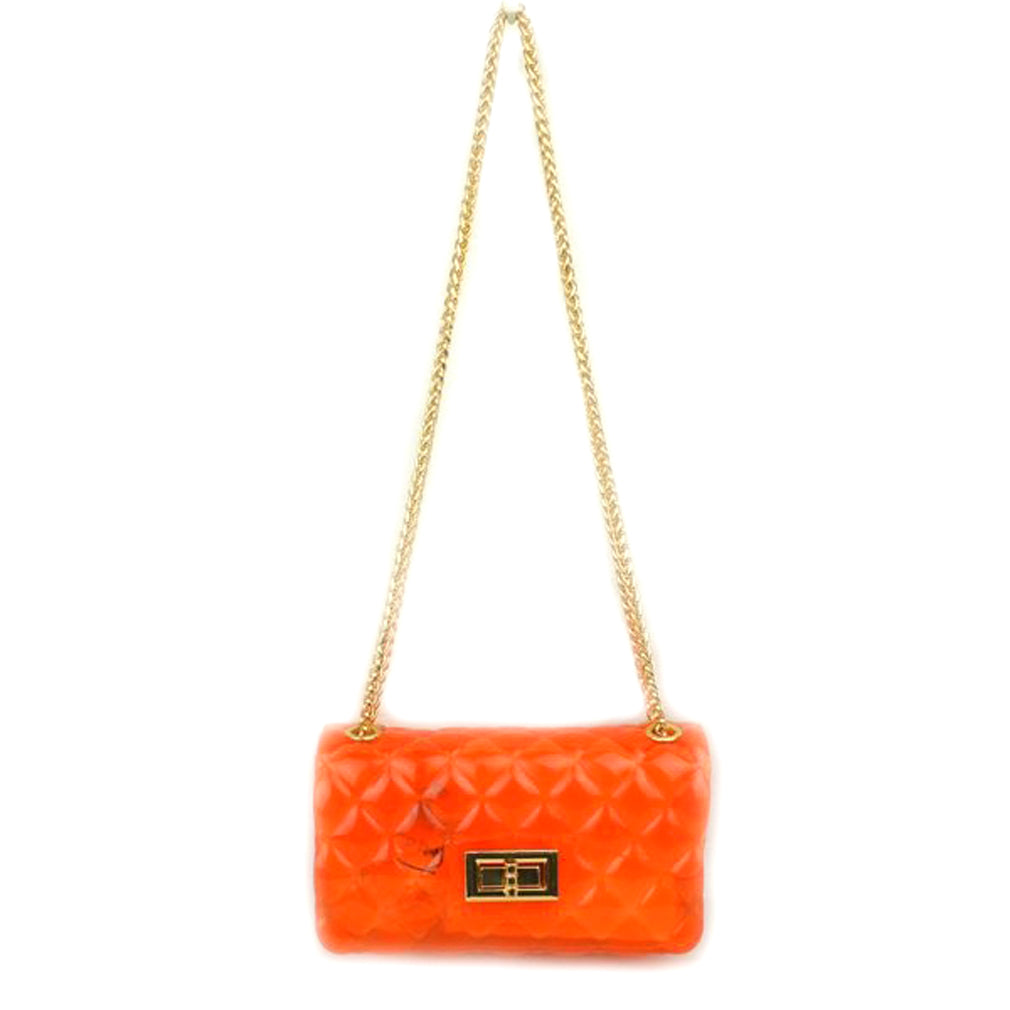 Deluxity Lady's Jelly Bag Crossbody Chain Lock-Orange 