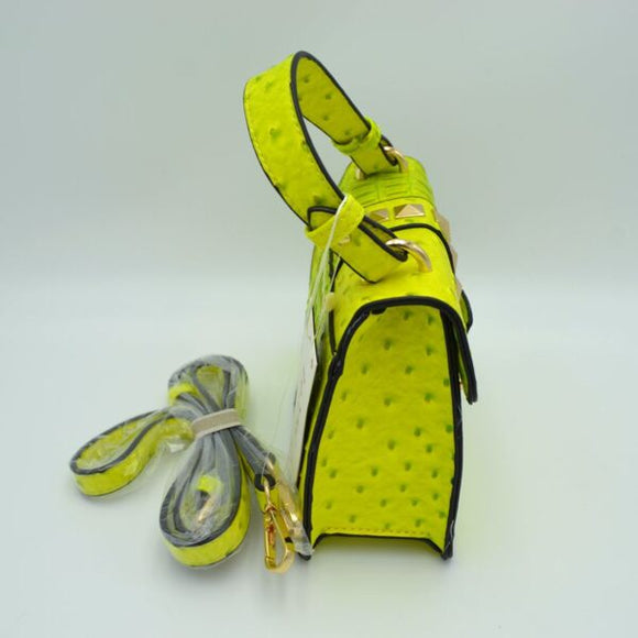 Studded crocodile embossed satchel - olive