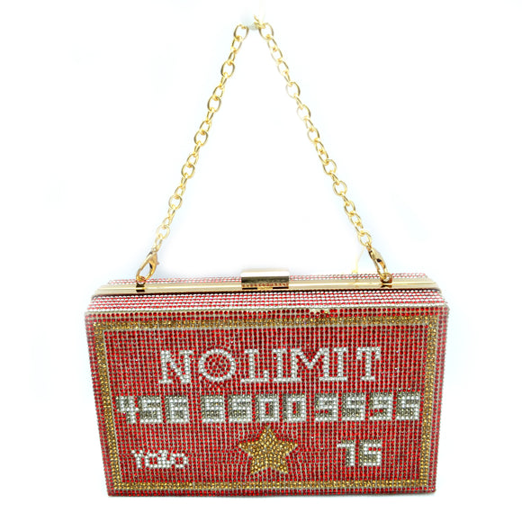NO LIMIT credit card chain crossbody - red