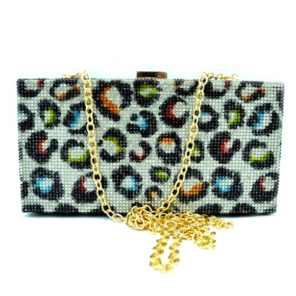 Leopard bling bling clutch - multi