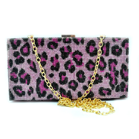 Leopard bling bling clutch - pink