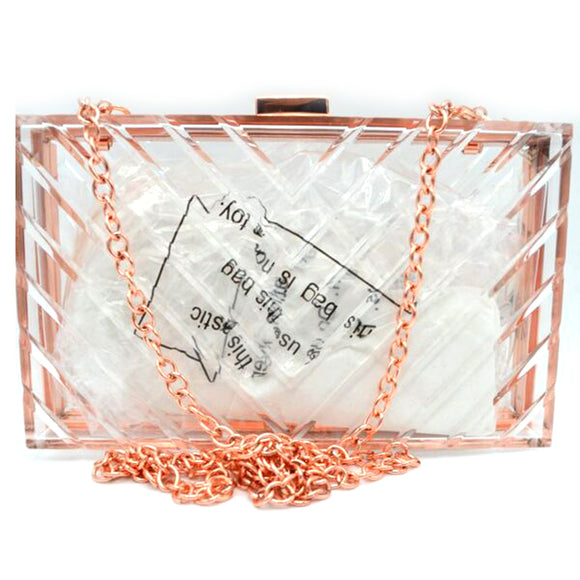 Chevron pattern acrylic clutch - rose gold