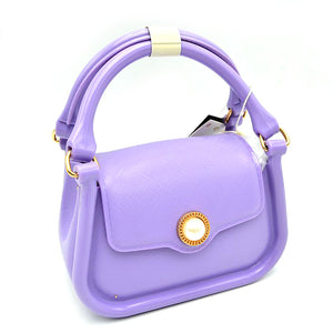 Pearl accent small jelly chain crossbody bag - lavender
