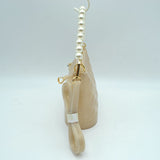 Small quilted glitter jelly pearl handle tote - nude