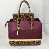 Leopard tote with wallet - navy