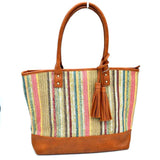 Straw tassel tote - multi 3