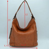 Side zipper single handle hobo bag - brown