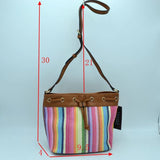 Weaving stripe pattern raffia crossbody bag - multi 3