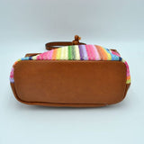 Weaving stripe pattern raffia crossbody bag - multi 3