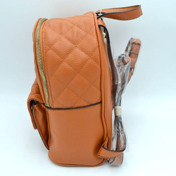 Quilted turn-lock backpack - brown
