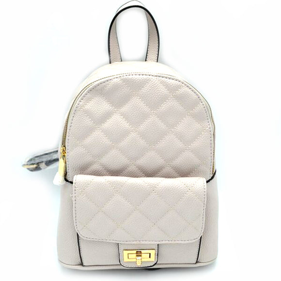 Quilted turn-lock backpack - grey