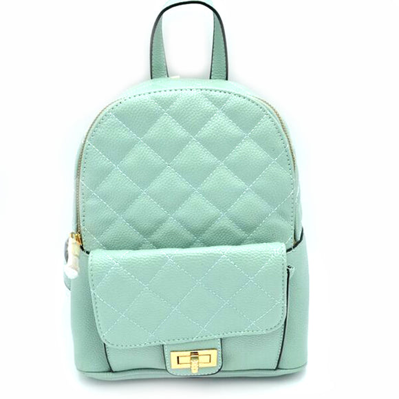 Quilted turn-lock backpack - mint