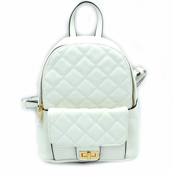 Quilted turn-lock backpack - white